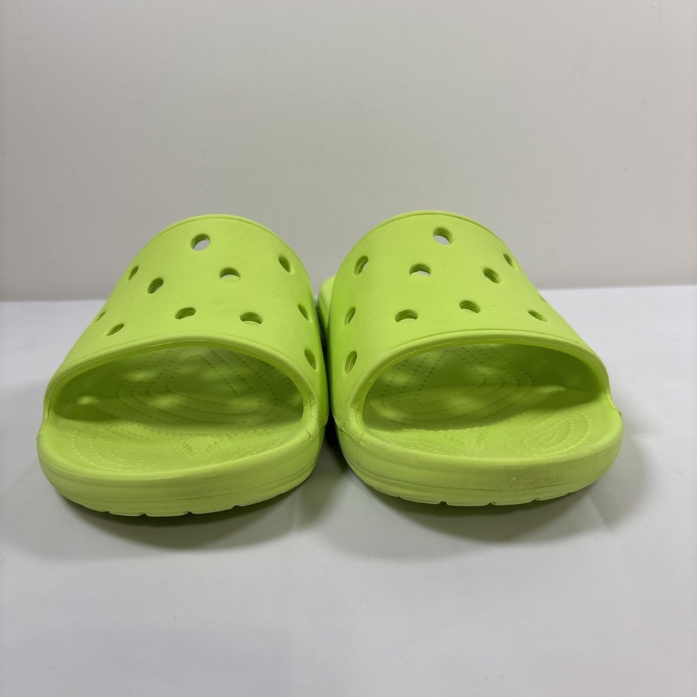 Crocs Classic Slide Sandals Neon Lime Green Womens 9 Mens 7 Slip On Shoe Comfort - Picture 2 of 11